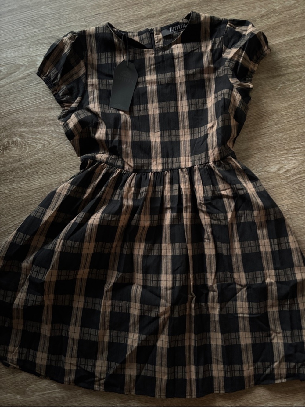 Disturbia Backspace Check Mini Skater Dress